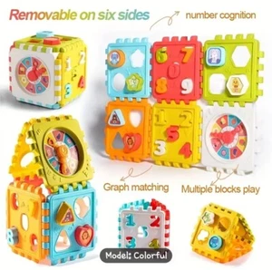 Activity Cube Shape Sorter Baby Color Recognition Development Montessori Toy UK - Picture 1 of 4