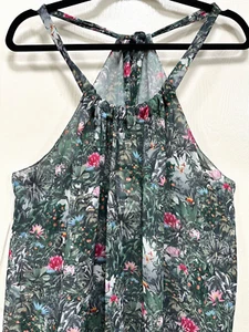 H&M Damen Neckholder Blumen Bluse Grün Floral Conscious Collection Gr. 12 Neu - Bild 1 von 10