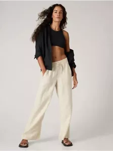 NWOT Athleta Retreat Wide Leg Linen Pants S Small Undyed Cream Travel Comfort - Picture 1 of 13
