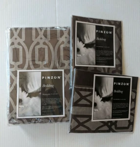 Pinzon 300 Thread Count 100% Cotton Labyrinth 3Pcs Duvet Full/Quinn 2 Shams - Picture 1 of 7