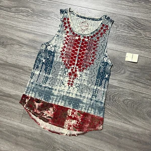 Lucky Brand Ärmellose Tunika Top Rundhals Geometrisch Boho Bluse Neu Damen M - Bild 1 von 11