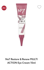 No7 Restore & Renew MULTI ACTION Eye Cream 15ml RRP£19.99 Sale£14.99 - Picture 1 of 7