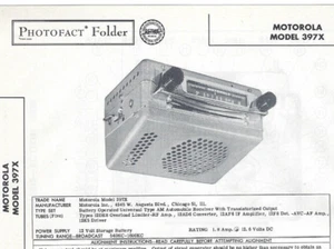 1957 MOTOROLA 397X Universal AM Car RADIO Receiver Photofact Repair MANUAL - Picture 1 of 2