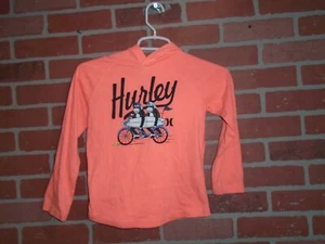 HURLEY GIRLS SIZE 6 MONKEY SURFERS DESIGN LONGSLEEVE HOODIE TSHIRT - Picture 1 of 3