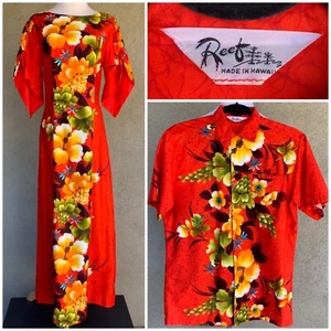 Reef 70s Vintage Hawaiian Wedding Honeymoon Set Dress & Shirt - Picture 1 of 12