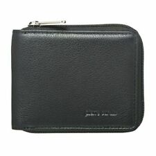 Pierre Cardin Mens Italian Leather Classic Zip Wallet - Black