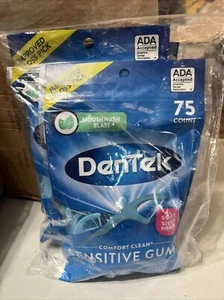 Dentek (Pack Of 3) Floss Picks Sensitive Gums - w/Fluoride -75 Ct. Each - Picture 1 of 2