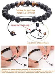 Tiger Eye Couple Bracelets Matte Black Agate Beads Bracelet - Picture 1 of 12