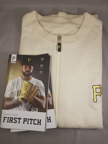 Pittsburgh Pirates PNC Full Zip Up Cream Long Sleeve Sweater XL Cover