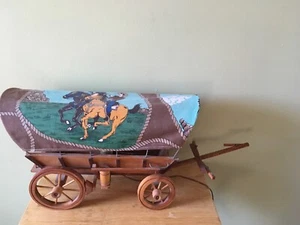 Vintage Unikat Western Planholz Wagen Arbeitstisch Schreibtischlampe Leuchte 50er - Bild 1 von 9