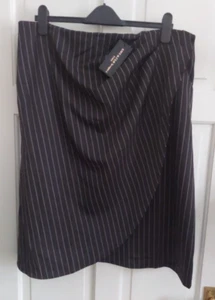 Amy & Clo Black Striped Skirt  Uk 4XL Please Check Measurements In Description - Picture 1 of 6
