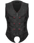 Devil Fashion Gothic Vampire Waistcoat Vest Tailcoat Black Red Brocade Velvet