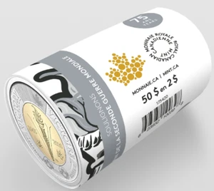 NEW! 2020 End of WWII Toonie $2 NO-COLOR Canada Special Wrap RCM Roll - 25 coins - Imagen 1 de 4