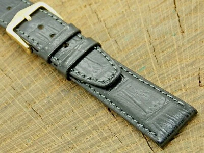 Correa de reloj Hirsch Duke vintage de cuero negro con hebilla de tono dorado de 18 mm NOS sin usar Foto 1 de 4