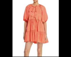 Mini abito donna Cinq a Sept nuovo con etichette Lynn neon corallo cotone dettaglio fiocco donna 6 - Foto 1 di 4