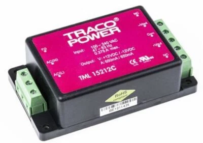 1 x TRACOPOWER 15W Dual Output Embedded Switch Mode Power Supply SMPS, 650mA, Â± - Image 1 of 2