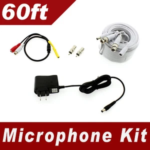 [60 pies] Kit de micrófono premium para Zmodo, Funlux, Amcrest, etc. - Tipo universal - Imagen 1 de 1