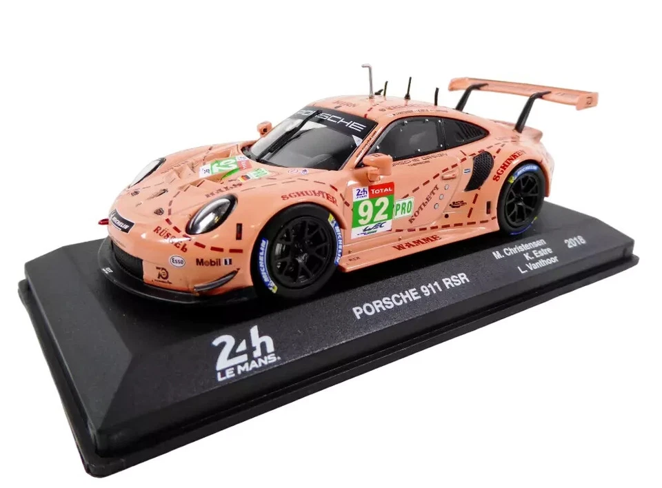 #92 Porsche 911 RSR Pink Pig Le Mans 2018 Christensen 1/43 Diecast Car Spark - Image 1 of 4