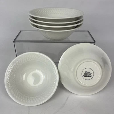 "Juego de 6 cuencos de sopa de cereal tejido cesta de mimbre Oneida blanco 6,5"" pulgadas" Foto 1 de 4