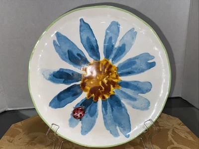 "Plato floral azul Mud Pie en caballete; montado 11""" Foto 1 de 4