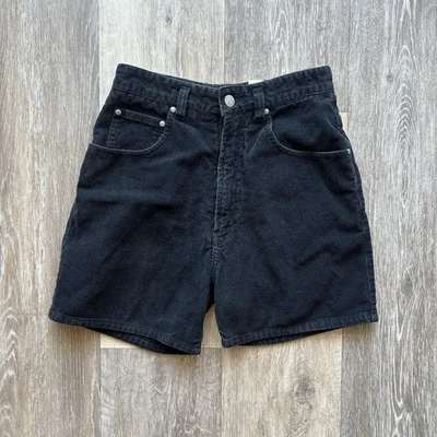 Vintage 90s Unionbay Skater Grunge Black High Waisted Corduroy Shorts Size 14 - Image 1 of 4