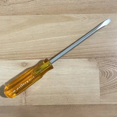 Xcelite 1/4" Flat Slotted Screwdriver Long 10” (6”) Amber Handle S146 Vintage - Image 1 of 4