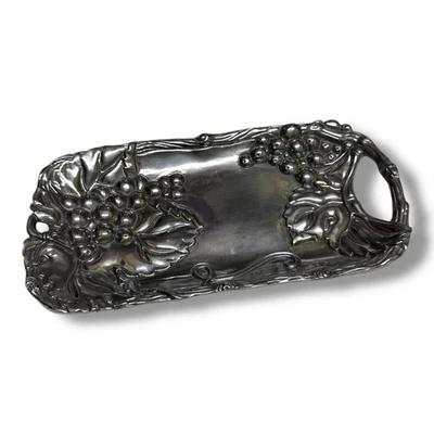 Arthur Court Grapevine Tray Handle Dish Aluminum Bread Serveware Decor - Image 1 of 3