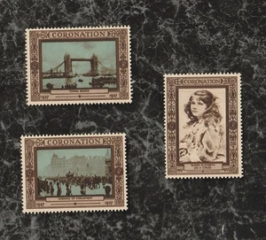 Lot 3 Krönung 1937 König Georg VI Poster Aschenputtel Briefmarken je 1,5 x 1 Zoll - Bild 1 von 2