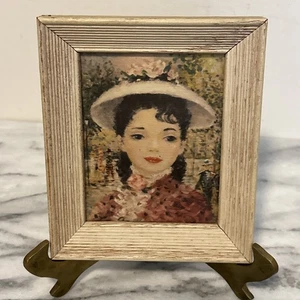 Belle di Parigi stampa incorniciata vintage giovane ragazza francese in cornice legno bianco bella! - Foto 1 di 9