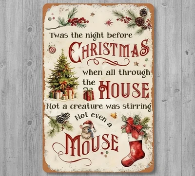 Letrero de metal Twas the Night Before Christmas 8 x 12 vintage novedad ¡Nuevo! Foto 1 de 2