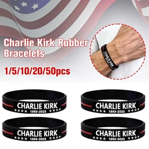 Charlie Kirk 1993-2025 A True Rubber Bracelets Silicone Wristbands - Picture 1 of 13
