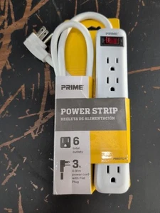 Prime Wire PB801124 6-Outlet Power Strip with 14-3 SJT 3-Feet Cord White - Photo 1/4