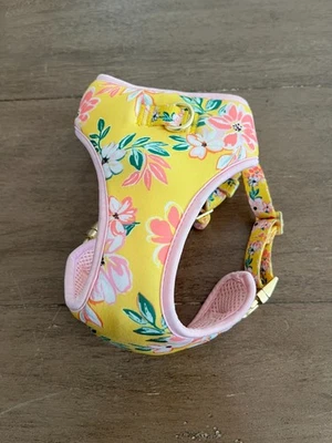 Arnês de neoprene para cães Top PAW tamanho S moda conforto amarelo e rosa floral-EUC - Imagem 1 de 2