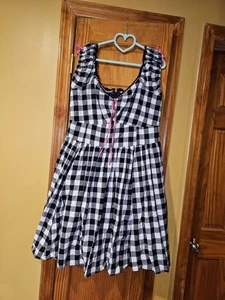 Vestido de guinga único vintage blanco y negro con enagua para mujer talla 2x/18 - Imagen 1 de 8