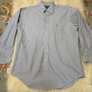 Ralph Lauren Yarmouth camicia elegante uomo 16,5/34 blu chiaro Oxford classico preppy - Foto 1 di 8