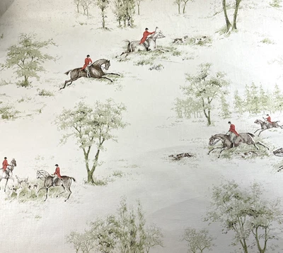 Papel pintado de colección escena de caza de zorro ecuestre rollo único caballos naturaleza perros Foto 1 de 4