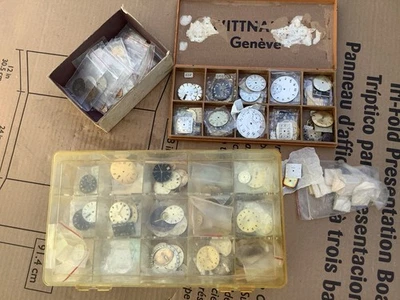 Lote esfera reloj diamantes Bulova, Benrus, Zodiaco, Omega, nuevo y usado. Foto 1 de 4