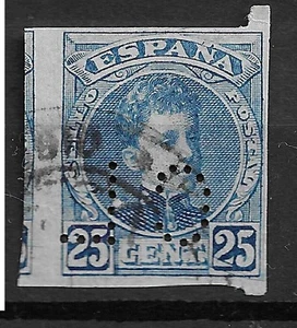 Spain 1901 King Alphonso 25 cents blue IMPERF and Firma perforation - Picture 1 of 2