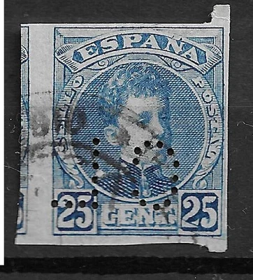 Spain 1901 King Alphonso 25 cents blue IMPERF and Firma perforation - Image 1 of 2