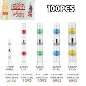 100PCS 5 Sizes Solder Sleeve Seal Heat Shrink Butt Wire Connectors Terminals - Picture 1 of 10