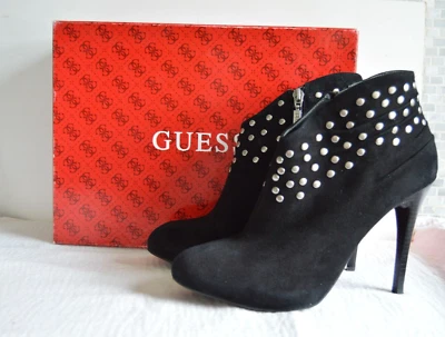 Guess GWDARELA Y2K Moda Tachonadas Negras Gamuza Stiletto Botas 8.5 Foto 1 de 4