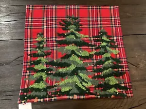 Pottery Barn Elliot Tree Plaid 20" Pillow Cover Red Green Christmas holiday New - Picture 1 of 5