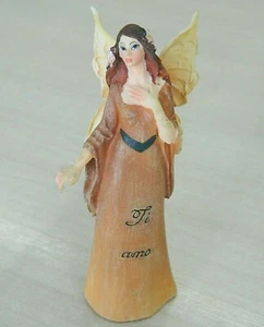 STATUETTA FATINA ANGELO MARRONE DECORAZION FRASE "ti amo" FANTASY R410 - Foto 1 di 2