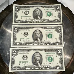Billetes de dólar 2017A B 04693583 A, B 04693584 A, B 04693585 A, H3 - Juego de 3 - Imagen 1 de 20