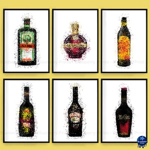 Likör und Spirituose Flasche Drucke Splatter Art Poster Bar Dekor, Baileys A5 A4 A3 - Bild 1 von 7