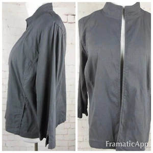 * EILEEN FISHER Jacke stretchig Leinenmischung grau 3/4 Arm vorne offen S #5261 - Bild 1 von 8