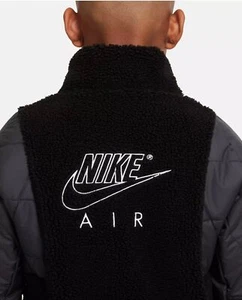 Nike Air Sportswear Sherpa Half Zip Jacket Black Fleece Boys Large - Picture 1 of 10