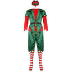 Christmas Couple Santa Claus Cosplay Costume Green Elf Xmas Fancy Party Dress+
