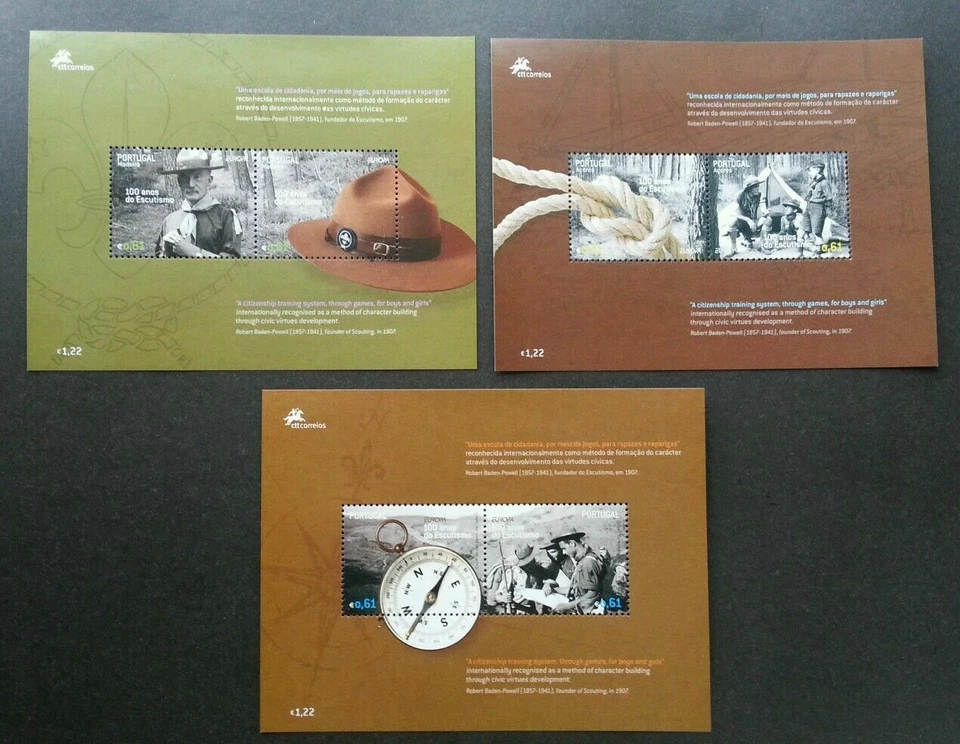 [SJ] Portugal 100 Anniversary Of Scouts 2007 Uniform Compass Cap Camping (ms MNH - Image 1 of 4