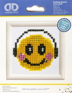 "Hágalo usted mismo Diamond Dotz Sonriente Groove Emoji Niños Principiante Facet Kit Artesanal con Marco de 3" - Imagen 1 de 3